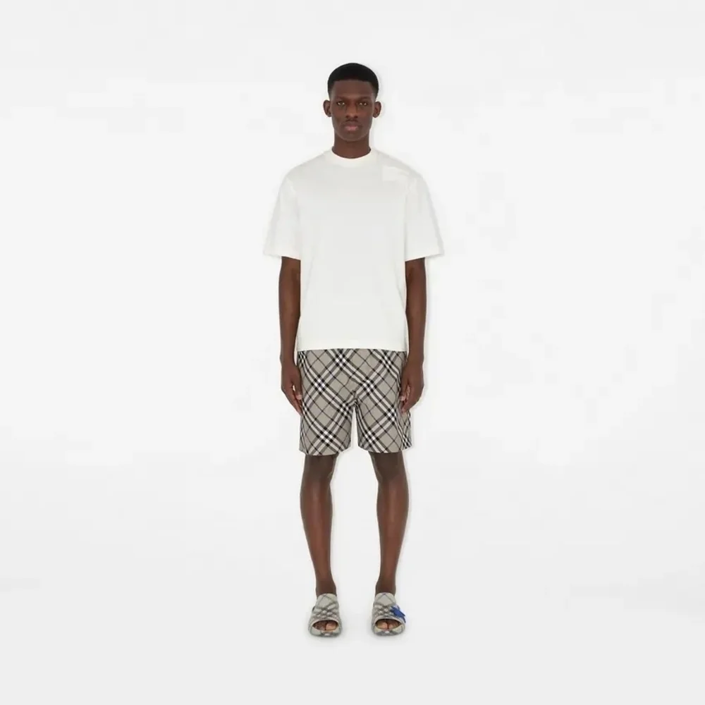 Burberry Gray Plaid Slide Sandals